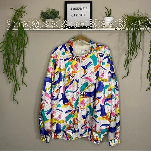 Vintage LAVON Funky Colorful Windbreaker Zip Up Jacket - Picture 12 of 13